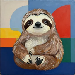 a cute sloth, award winning bauhaus style painting