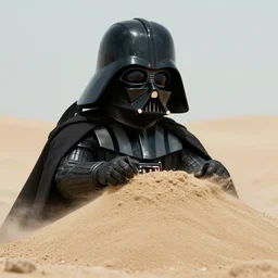 darth vader attacking a pile of sand