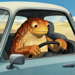 a tardigrade driving a car, dali