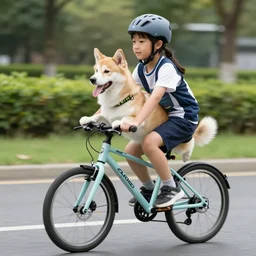 a dog riding a bike