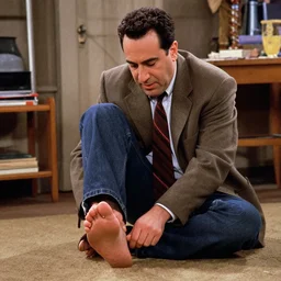 film still of george costanza stubbing his toe in the new seinfeld episode, 4 k