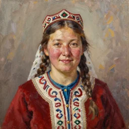 portrait of an yakut woman ( 3 5 ) from yakutia, russia in 2 0 2 1, an oil painting by ross tran and thomas kincade