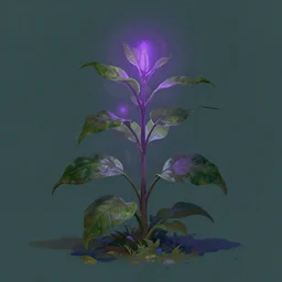 a painting of a plant with a purple light in it, an illustration of by john blanche, featured on deviantart, fantasy art, photoillustration, digital illustration, official art