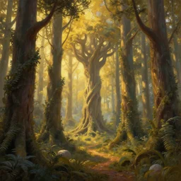 a hyper - detailed 3 d render like a oil painting of the the 4 d multidimensional forest in the golden light of dawn, surrealism!!!!! surreal concept art, lifelike, photorealistic, digital painting, aesthetic, smooth, sharp focus, artstation hd, by greg rutkowski, chris tulloch mccabe, valentina remenar and asher duran,