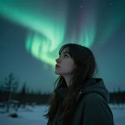 the girl that dreams with the auroras, ultra detailed portrait
