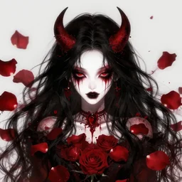 dark hell style, red rose petals,
