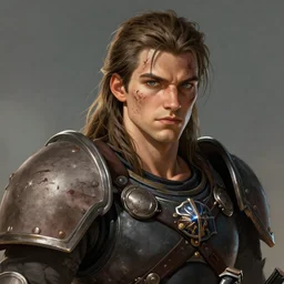 portrait of beautiful young man, warhammer, a lot of scars, readhead, the future ages, highly detailed, artstation, illustration, art by tristan eaton, 8 k quality