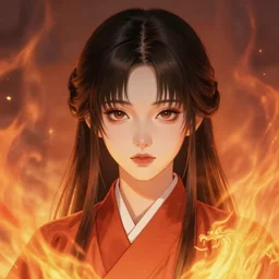 Character concept art of an anime fire priestess || cute-fine-face, pretty face, realistic shaded Perfect face, fine details by Stanley Artgerm Lau, WLOP, Rossdraws, James Jean, Andrei Riabovitchev, Marc Simonetti, and Sakimichan, tranding on artstation