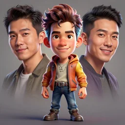 a beautiful colorful caricature, art style by james jean, hsiao ron cheng, character concept art, unreal engine render, digital illustration, sharp, intricate detail, volumetric light, ray tracing, soft light, symmetric, pinterest, artstation, behance.