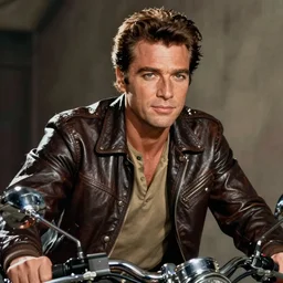 portrait of Marlon Brando as a 50s biker