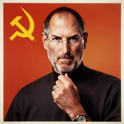 painted poster, steve jobs in soviet propaganda