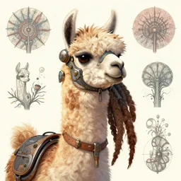 The llama with dreadlocks, industrial sci-fi, by Mandy Jurgens, Ernst Haeckel, James Jean, artstation, concept art, with beautiful colors