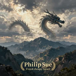 digital painting of mountain landscape with a dragon shape in the sky by philip sue art
