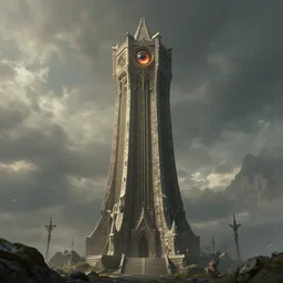eye of sauron tower in mordor, the lord of the rings concept art, octane render, realistic, artstation trending