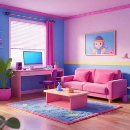 eighties teenager room, photorealistic, super realistic, comfy, render, 3 d