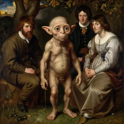 a beautiful painting of gollum by john everett millais and dante gabriel rossetti and john collier and john william waterhouse, preraphaelite, detailed, trending on artstation, hd, masterpiece