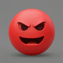 smiling emoji, red, threatening, minimalistic