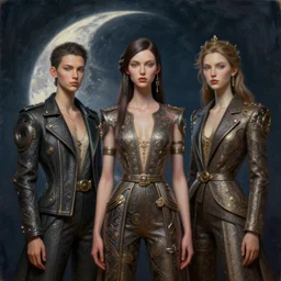 3 d, fashion models look into the frame, moon ryas, intricate oil painting, high detail, figurative art, multiple exposure, poster art, 3 d, by tooth wu and wlop and beeple