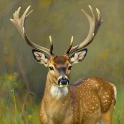 realistic portrait of a deer, detailed art by maxfield parrish and jessie willcox smith, illustration style, brandywine school, acrylic paints