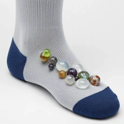 A sock full of Marbles, photorealistic