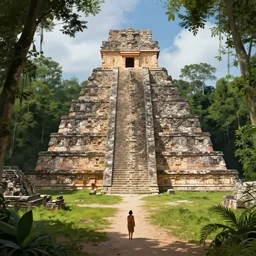 ancient maya temple in the jungle, establishing shot, epic composition, path traced, highly detailed, high quality, digital painting, alena aenami, lilia alvarado, shinji aramaki, karol bak, alphonse mucha, tom bagshaw