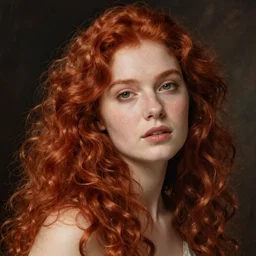 Red-haired woman with long curly red hair. Art by William-Adolphe Bouguereau.