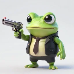a badass photo of frog mafia boss holding gun in marvel movie. nuri iyem, james gurney, james jean, greg rutkowski, anato finnstark, 2 9 mm