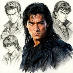 portrait, Brandon Lee, The Crow, watercolor, dramatic lighting, cinematic, establishing shot, extremely high detail, foto realistic, cinematic lighting, pen and ink, intricate line drawings, by Yoshitaka Amano, Ruan Jia, Kentaro Miura, Artgerm, post processed, concept art, artstation, matte painting, style by eddie mendoza, raphael lacoste, alex ross