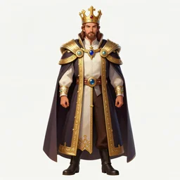 a character model sheet of a jewel kingdom king