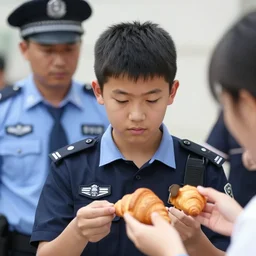 closeup portrait of police arresting youth for doing croissants, photograph, natural light, sharp, detailed face, magazine, press, photo, steve mccurry, david lazar, canon, nikon, focus