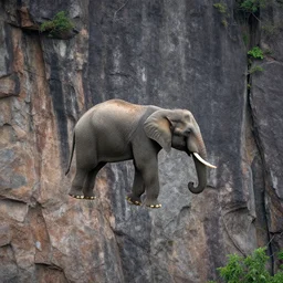 flying elephant flight near a cliff
