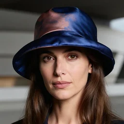 a close up photo portrait of a beautiful italian woman wearing a tesseract silk hat, studio lighting, guggenheim, 4 k