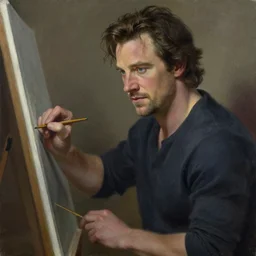 herry cavill, attractive male, painting by artem chebokha