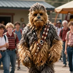 A high quality movie still from the film Goonies, starring Chewbacca
