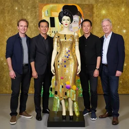 full body portrait of a beautiful woman man of plastic,  Edgar Maxence and Ross Tran and Michael Whelan and Gustav Klimpt