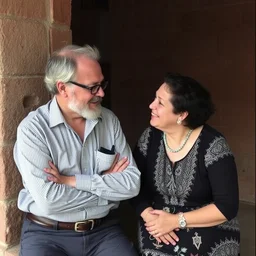 photo of jacobo grinberg zilberbaum talking with maria sabina, oaxaca