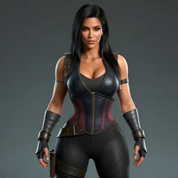 kim kardashian in mortal kombat, character, videogame render, 4 k, artstation
