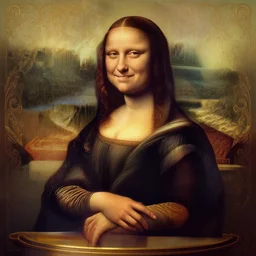portrait of a long - haired woman happily gloating sitting upon a table with heightened detail, poised, intense emotion, detailed facial expression, detailed surroundings, intricate, elegant, highly detailed, centered, digital painting, artstation, concept art, smooth, sharp focus, illustration, by ( leonardo da vinci ), wlop