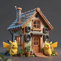 gediminas pranckevicius high quality 3 d render very cute cyborg cottage! incorporated speakers!, cyberpunk highly detailed, unreal engine cinematic smooth, in the style of blade runner & detective pikachu, hannah yata charlie immer, moody light, low angle, uhd 8 k, sharp focus