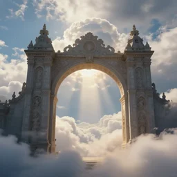 the gates of heaven with incredible clouds and light