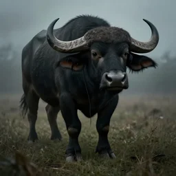 moody concept art of a buffalo listening to spotify