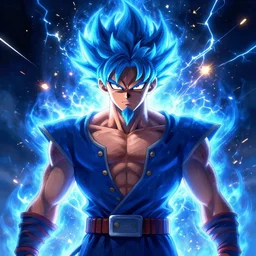 symmetry!! portrait of ultra instinct norville shaggy rogers, goatee, epic, blue aura, sparks and thunders, highly detailed, dynamic lighting, digital art, digital painting, artstation, wlop, sharp focus, illustration, art by artgerm and greg rutkowski and alphonse mucha, 8 k