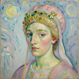!! portrait of a byzantine empress!! by van gogh, detailed face expressionist oil painting masterpiece, 8 k resolution, smooth, sharp focus, pastel color palette, trending on artstation