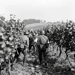 the attack on the Italian vineyard 1940, Realistic, the battle in the vineyard, Black and White world war footage