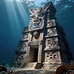 a high tech mayan living in undersea atlantis, specular lighting, volumetric light, sharp focus