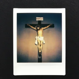 1970 color photo Polaroid of the crucifixion of Christ