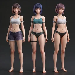 skin models cyberpunk style concept art skin model, anime 3d models