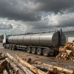 tanker in the port loading wood , realistic photo, HDR, dramatic lighting, unreal engine render