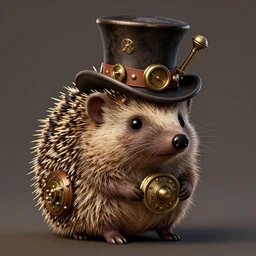 hedgehog wearing a top hat, steampunk, portrait, detailed, intricate, deviantart