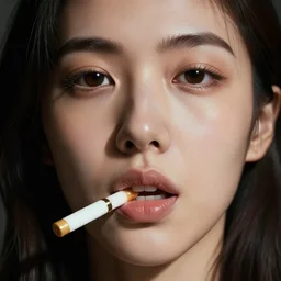 close up portrait photo of beautiful woman's face under the influence of cocaine, dynamic lighting,